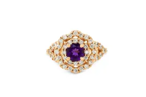 0.44 CT Amethyst Diamond Ring 0.70 CT TW 14K Rose Gold AMR003