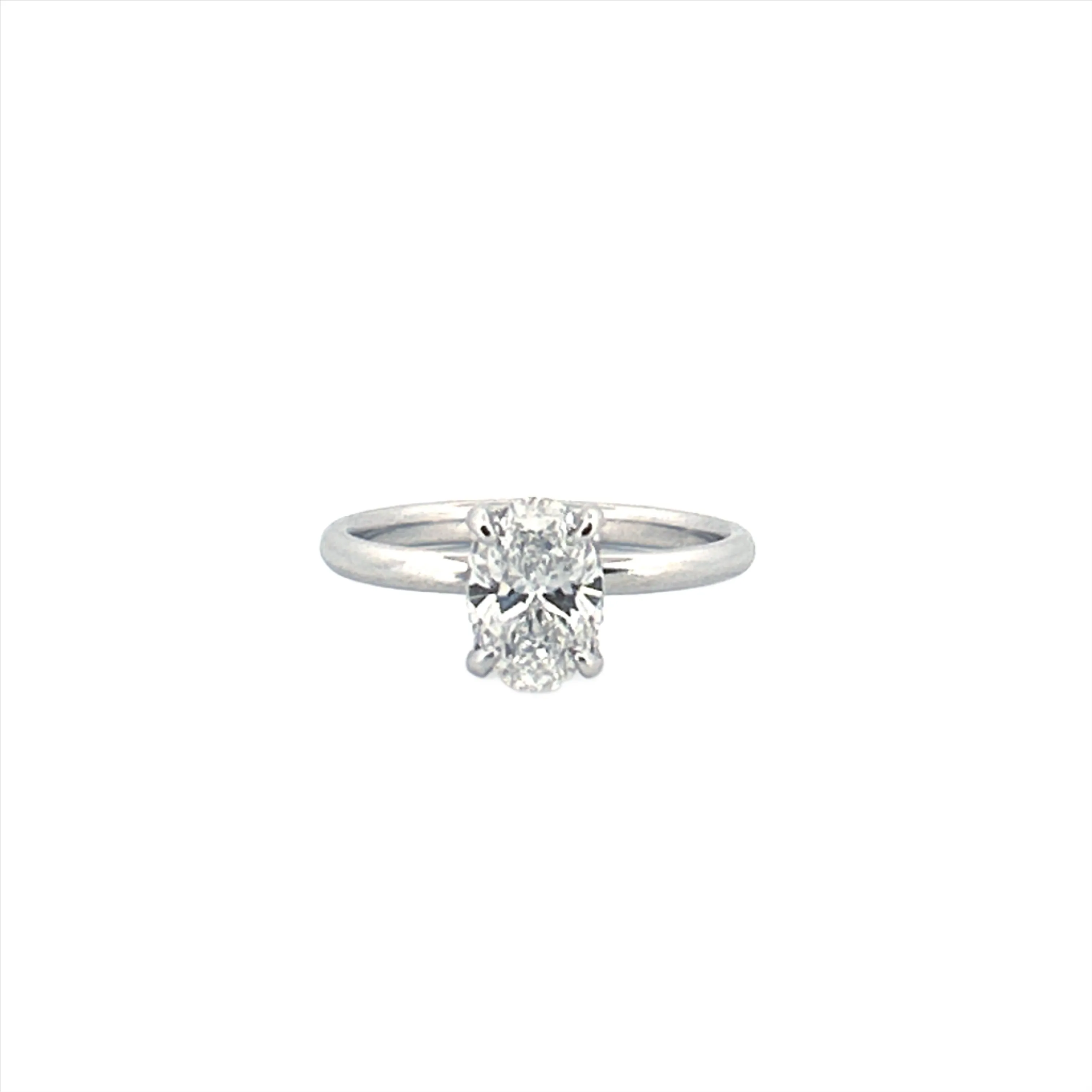 14K Gold 1.00 Carat Oval Cut Lab Grown Diamond Solitaire Engagement Ring with Under Halo