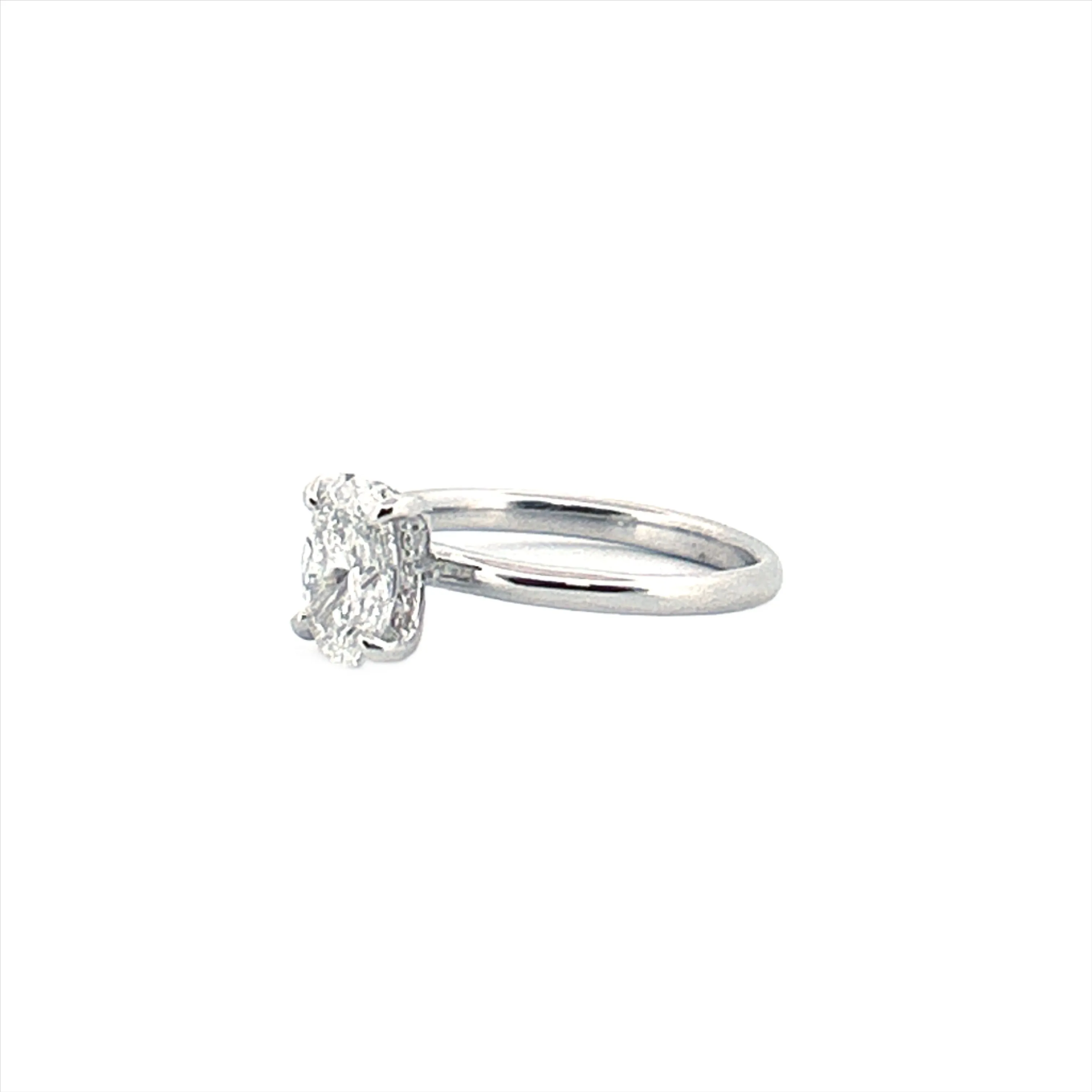 14K Gold 1.00 Carat Oval Cut Lab Grown Diamond Solitaire Engagement Ring with Under Halo