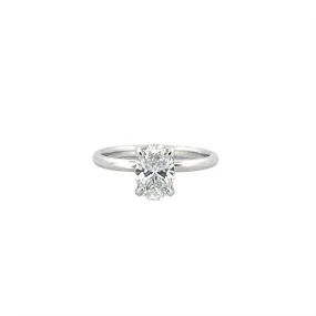 14K Gold 1.00 Carat Oval Cut Lab Grown Diamond Solitaire Engagement Ring with Under Halo