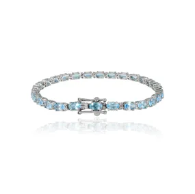 14K Gold Blue Topaz Tennis Bracelet