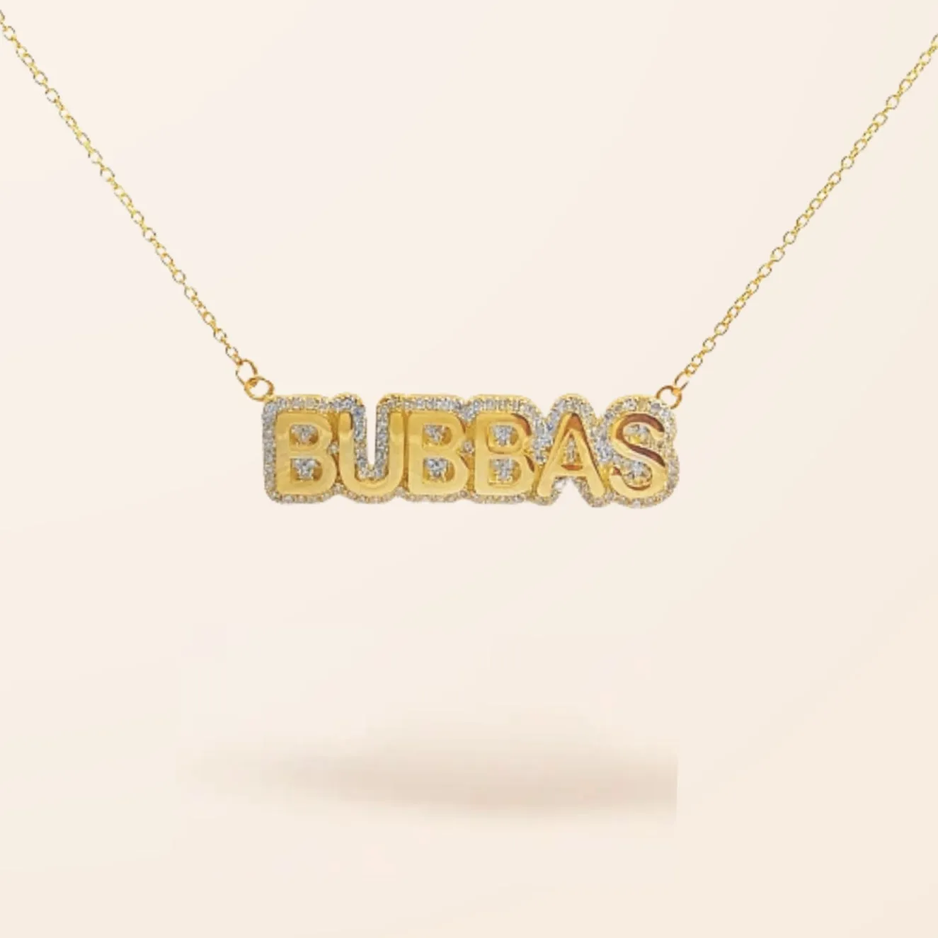 14K Gold Diamond Bubble Name Necklace