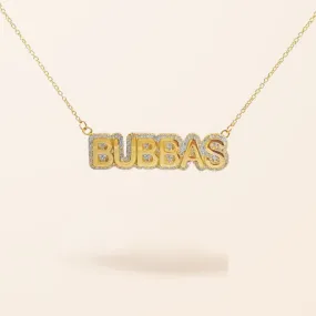 14K Gold Diamond Bubble Name Necklace