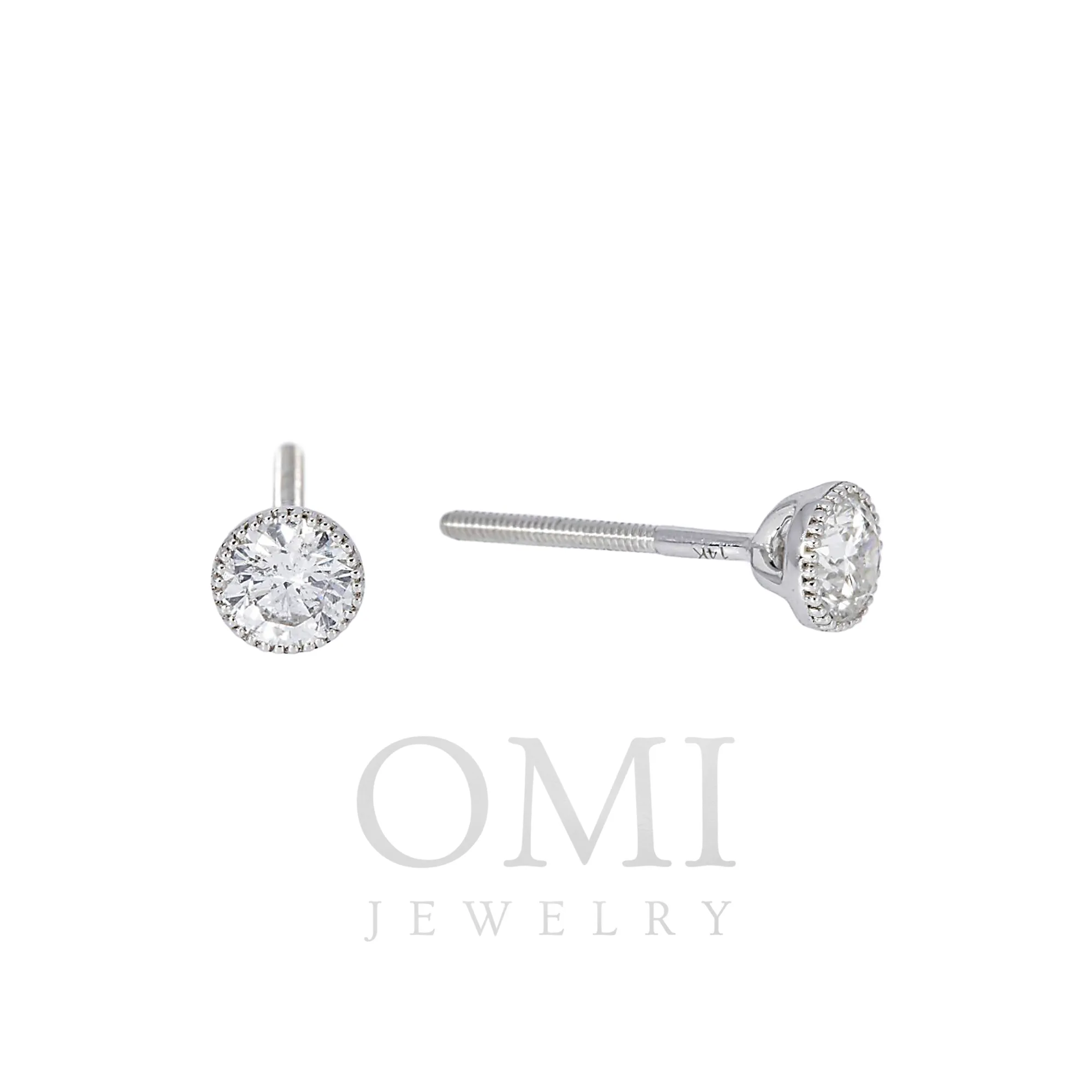 14K GOLD ROUND DIAMOND EARRINGS 0.58 CTW