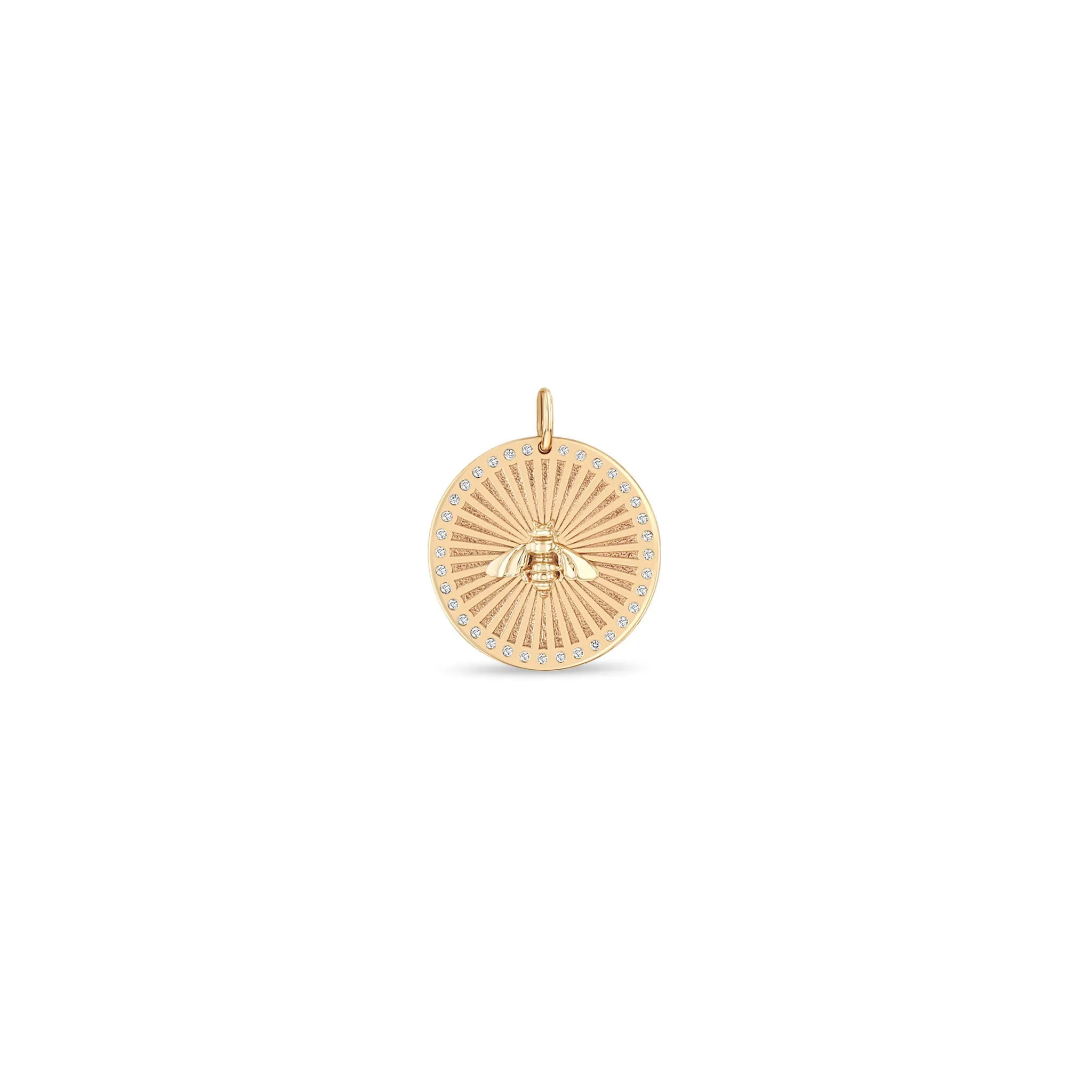 14k Single Bee Medium Sunbeam Medallion Charm