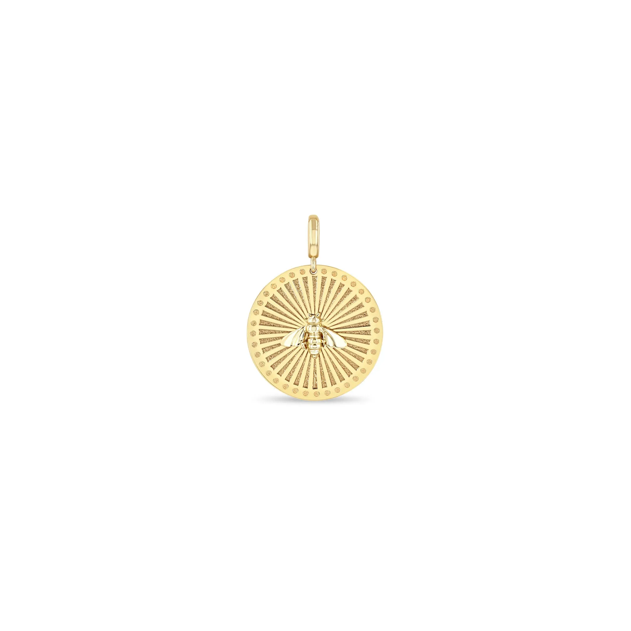 14k Single Bee Medium Sunbeam Medallion Charm