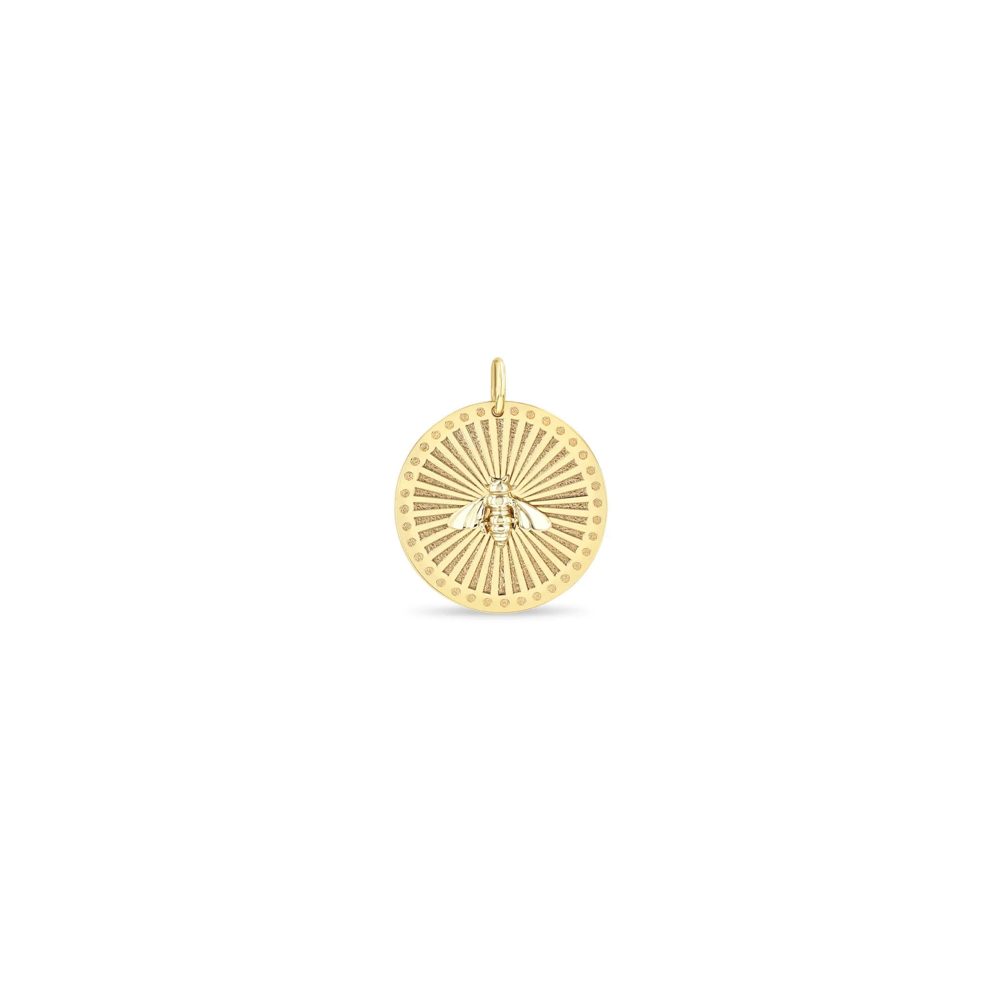 14k Single Bee Medium Sunbeam Medallion Charm