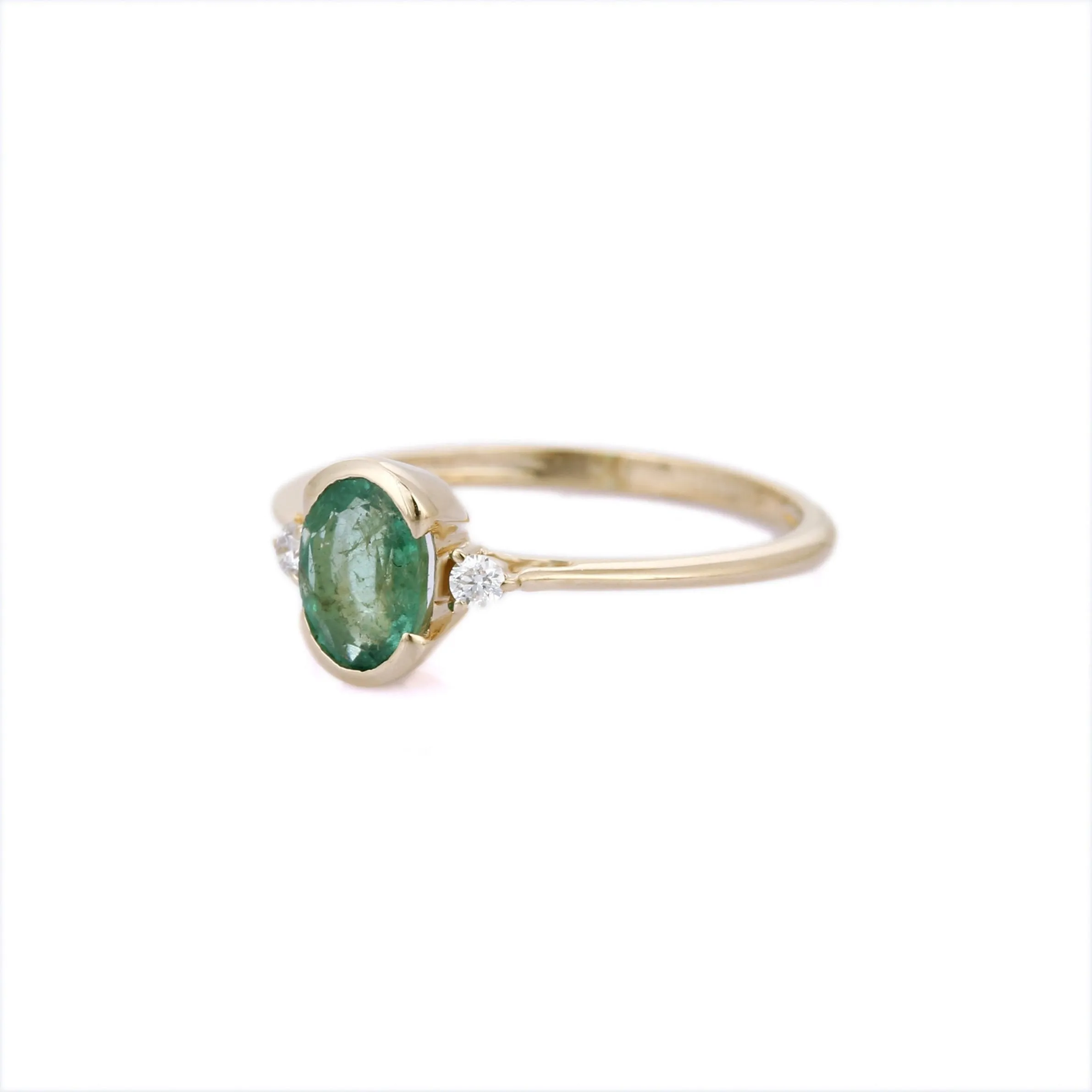 14K Yellow Gold Emerald Ring