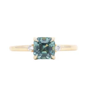 1.60ct Asscher Step Cut Sapphire and Diamond Low Profile Ring in 14k Yellow Gold