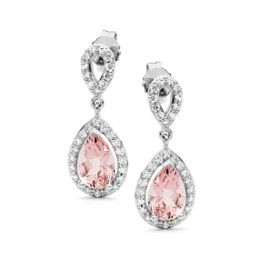 18ct White Gold Morganite & Diamond Earrings