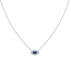 18k Sapphire & Diamond Evil Eye Pendant Necklace