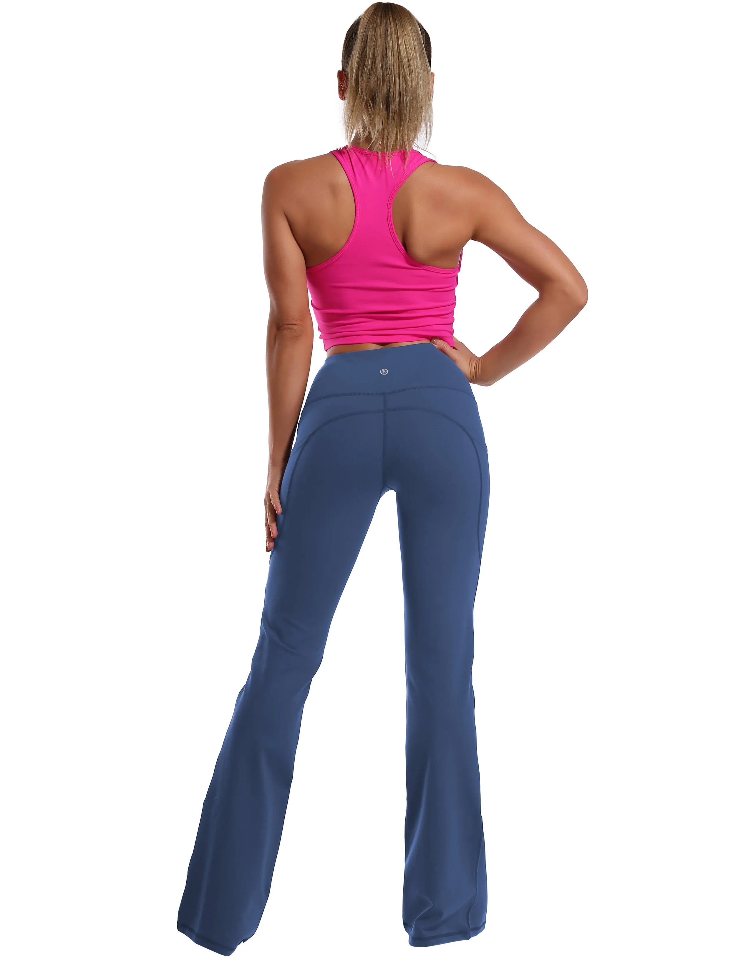 29" 31" 33" 35" 37"  Side Pockets Bootcut Leggings purplishblue