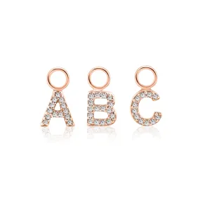 ABC Initial Charm Diamond Rose Gold