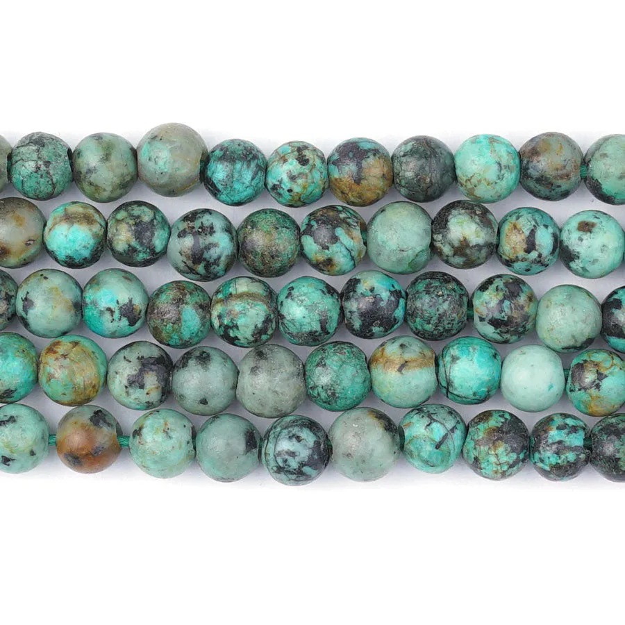 African Turquoise 6mm Round Large Hole Beads - 8 Inch