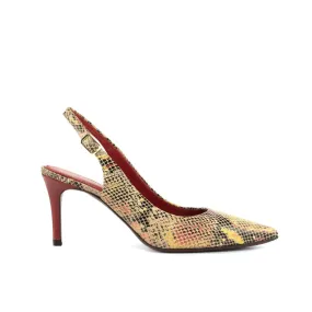 Ambrogio Bespoke Custom Women's Shoes Red Exotic Cascabel Snake-Skin Bologna Pumps (AMBW1118)