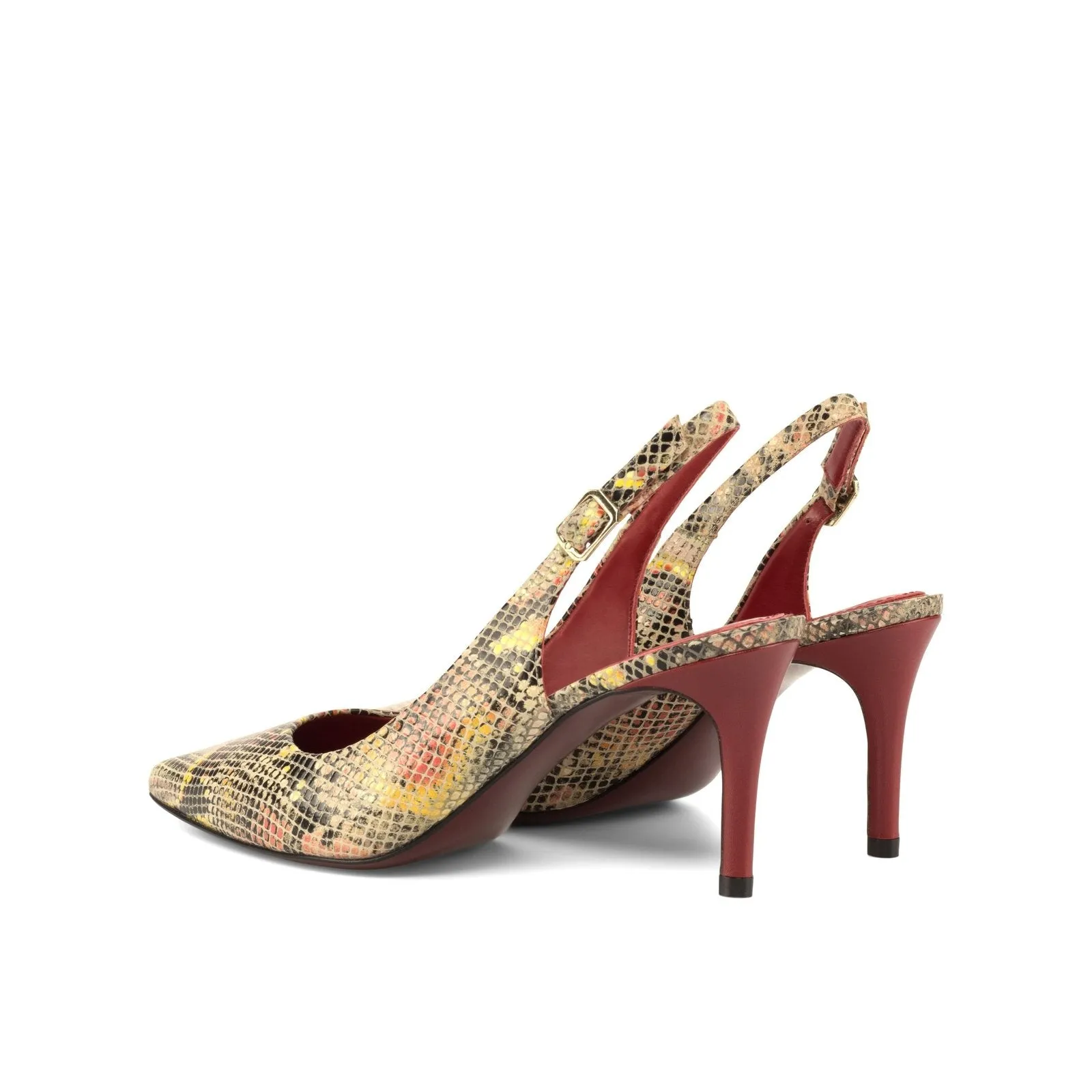 Ambrogio Bespoke Custom Women's Shoes Red Exotic Cascabel Snake-Skin Bologna Pumps (AMBW1118)