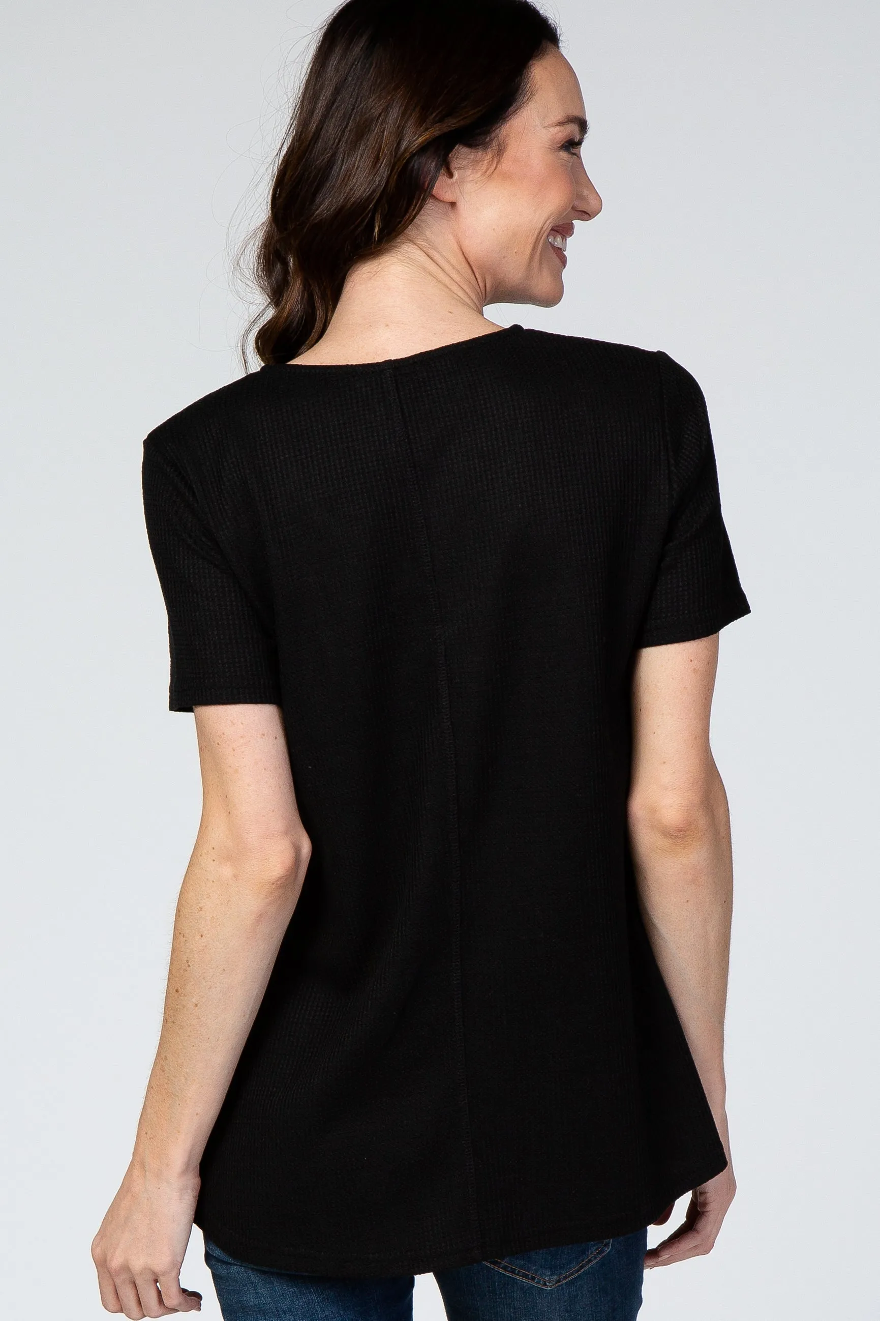 Black Short Sleeve Thermal Maternity Top