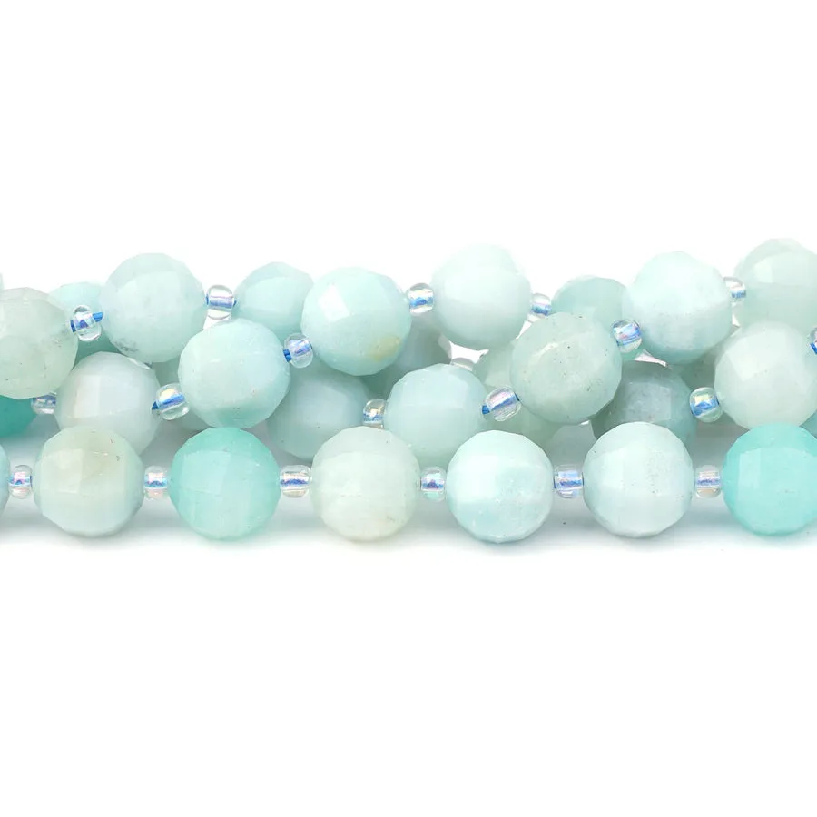 Brazilian Amazonite 10mm Round Step Cut - 15-16 Inch