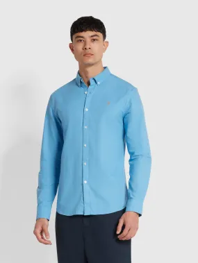 Brewer Slim Fit Organic Cotton Long Sleeve Shirt In Arctic Blue