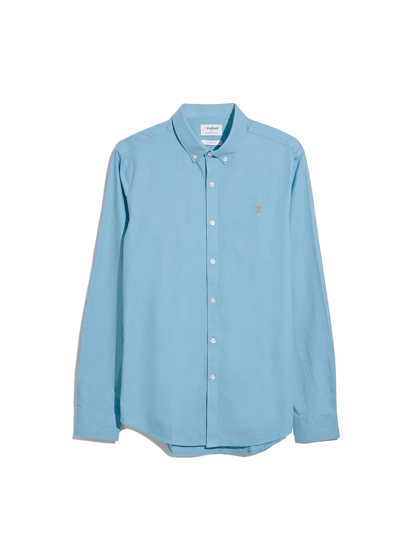 Brewer Slim Fit Organic Cotton Long Sleeve Shirt In Arctic Blue