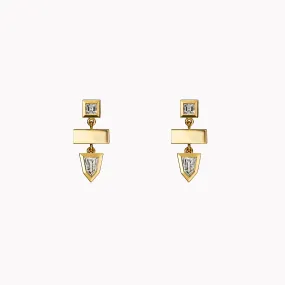 Bullet Gold Bar Diamond Earrings