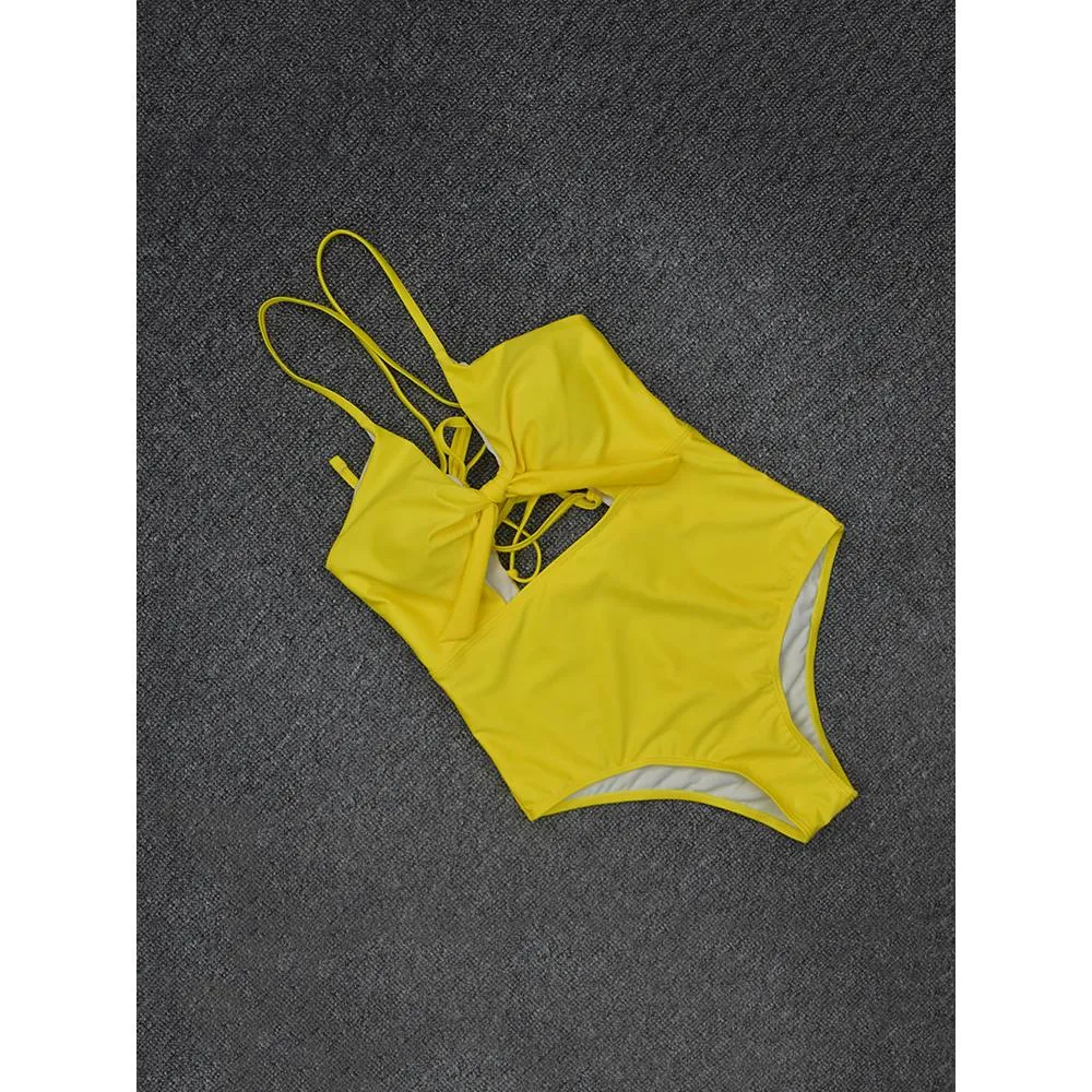 Chest Bow Bandage Strings One Piece Swimsuit