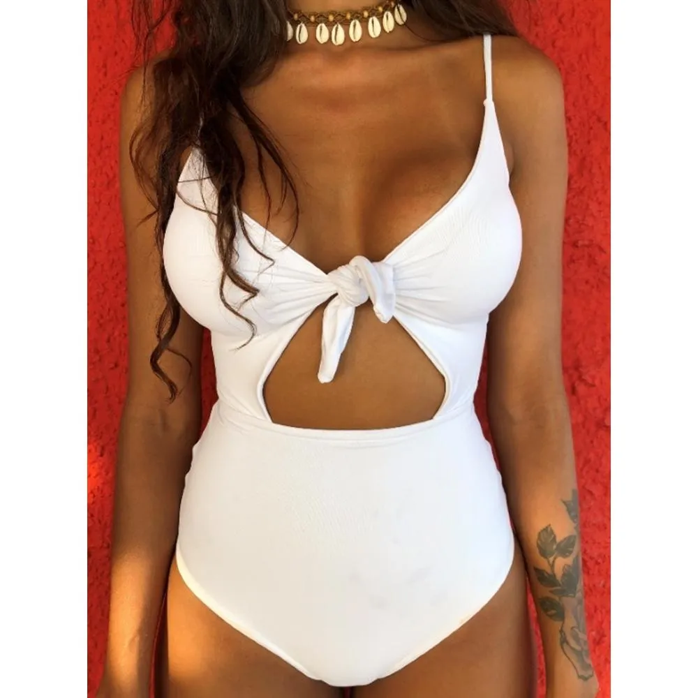 Chest Bow Bandage Strings One Piece Swimsuit