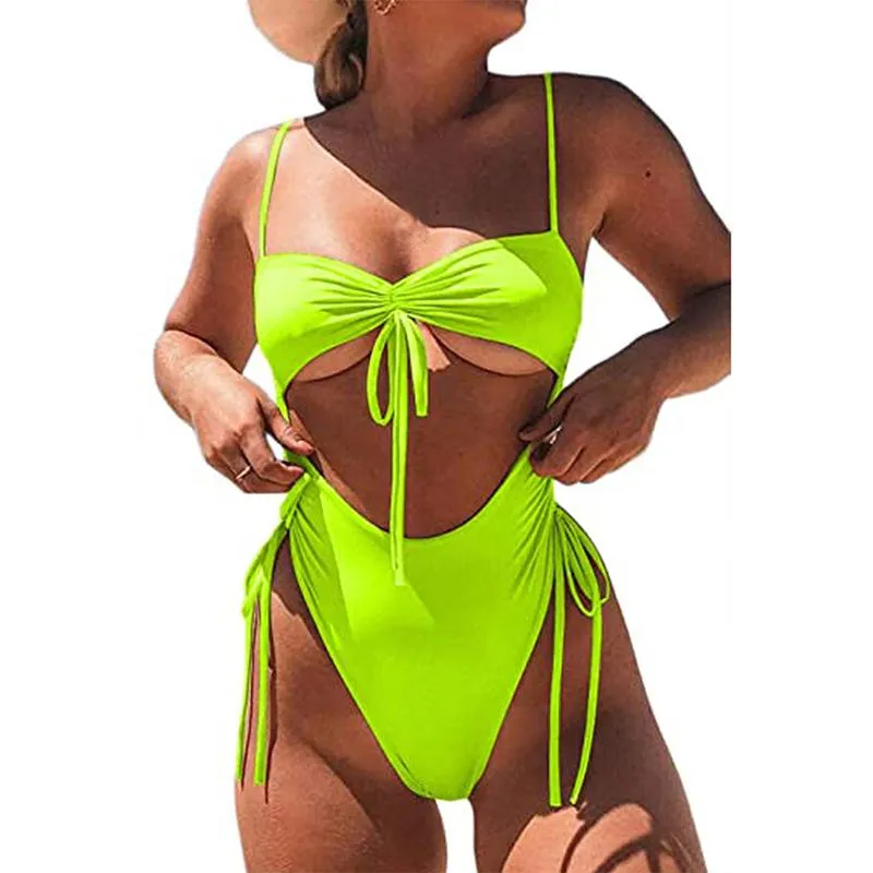 Chest Bow Bandage Strings One Piece Swimsuit