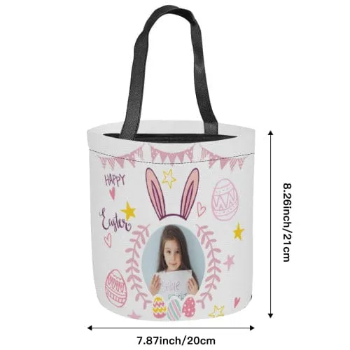 Custom Photo Rabbit Easter Basket Personalized Buny Egg Bags Kids Candy Easter Baskets