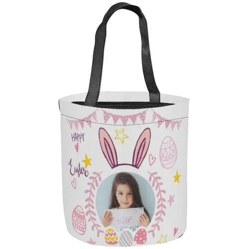 Custom Photo Rabbit Easter Basket Personalized Buny Egg Bags Kids Candy Easter Baskets