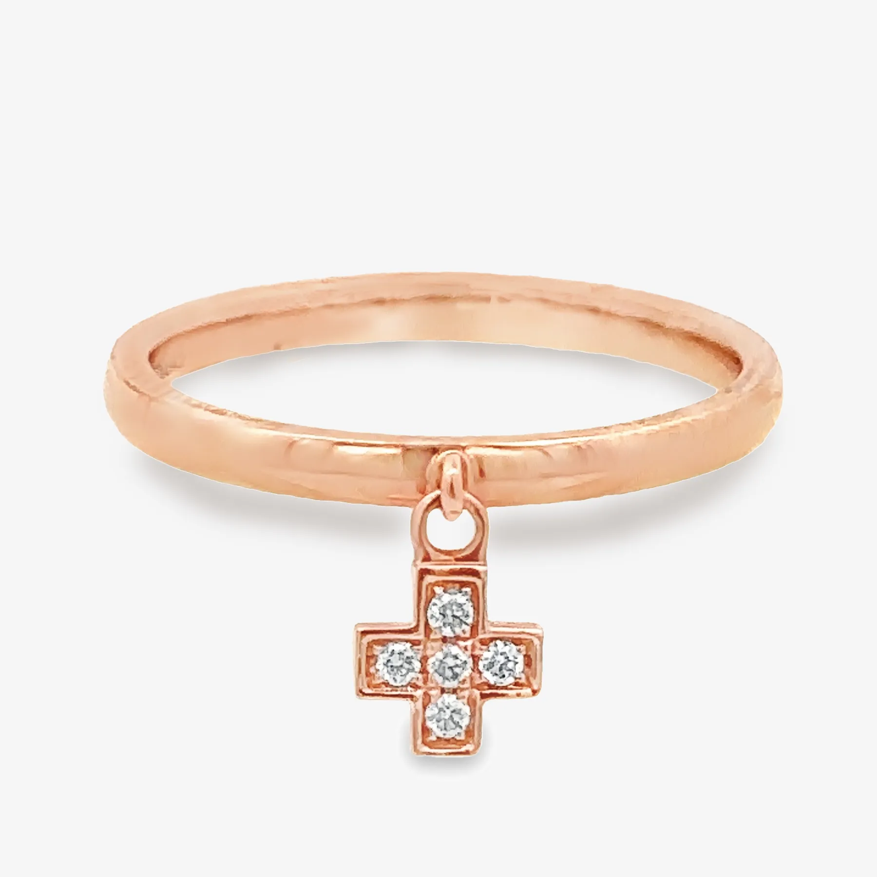 Dangle Diamond Cross Ring