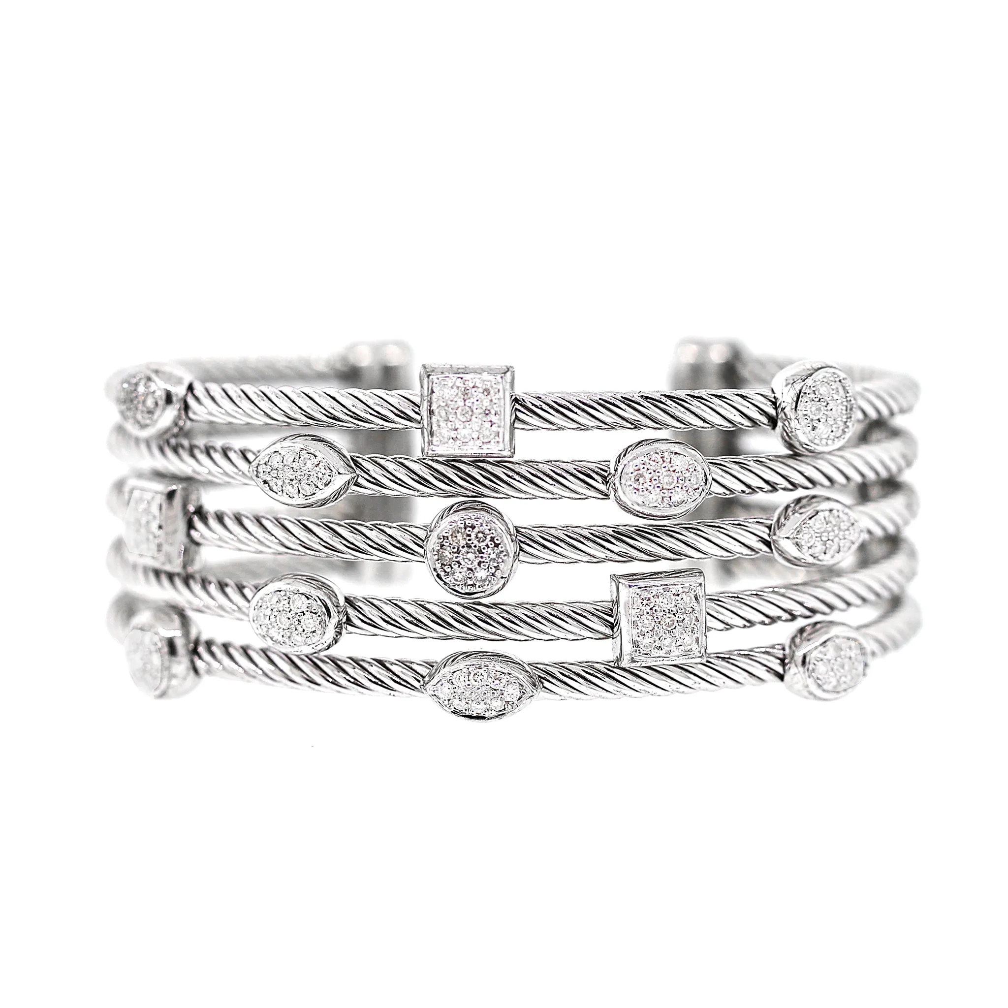 David Yurman Diamond Five Row Confetti Bracelet in Sterling Silver