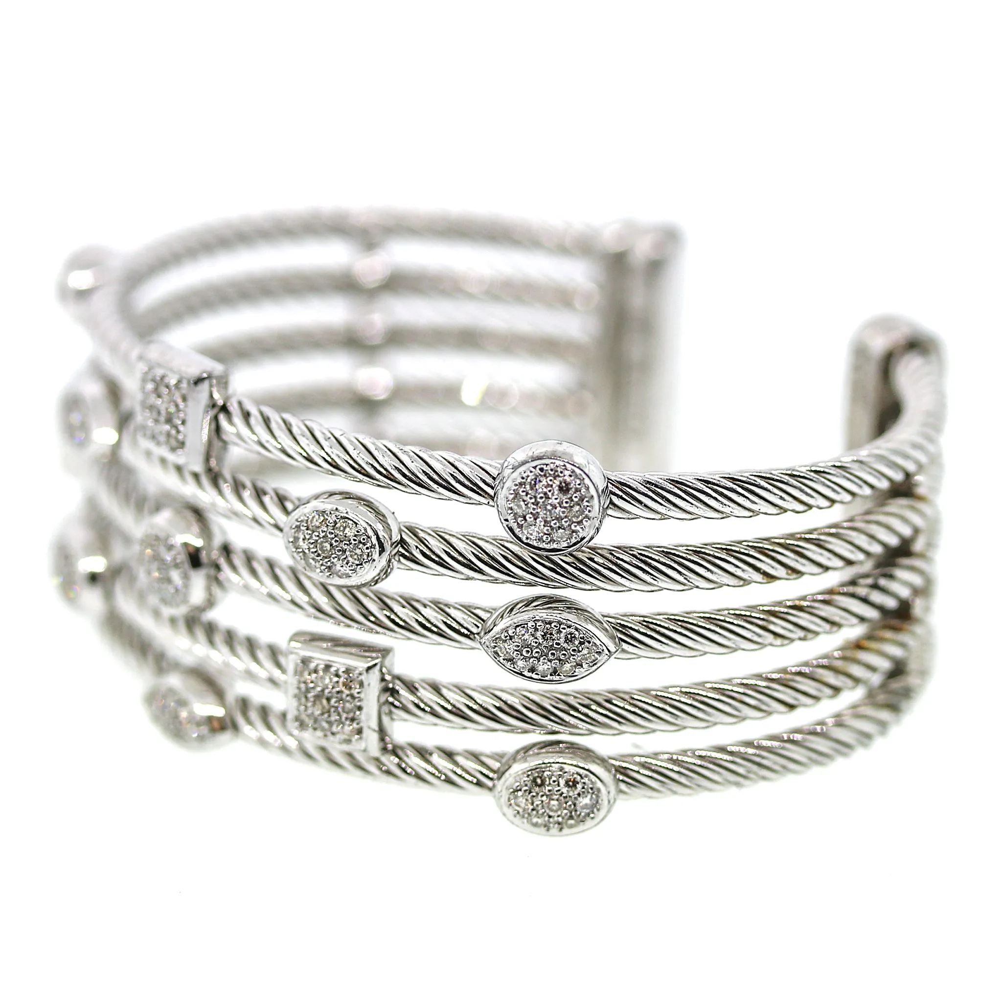 David Yurman Diamond Five Row Confetti Bracelet in Sterling Silver