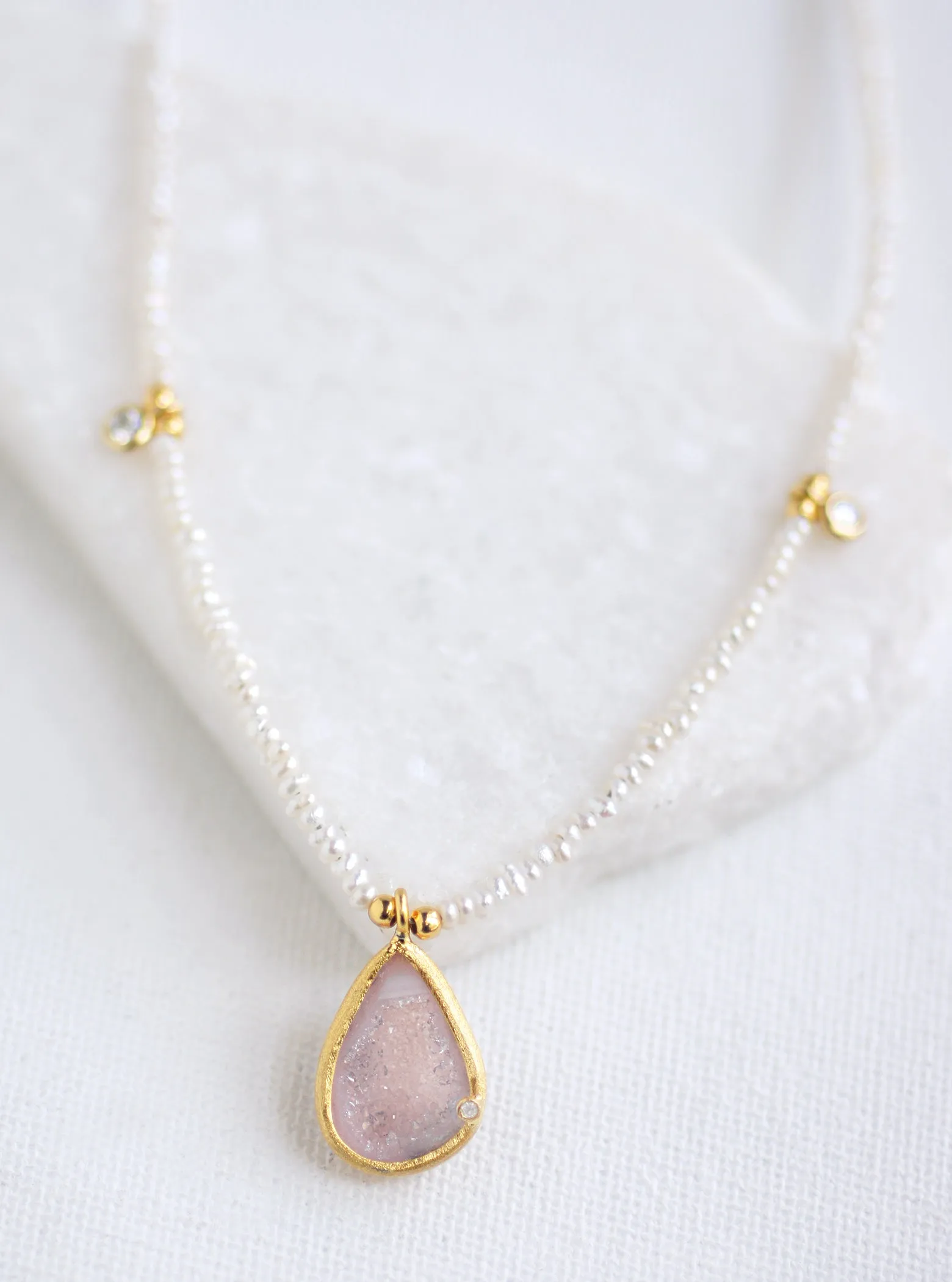 Diamond Geode Beaded Necklace