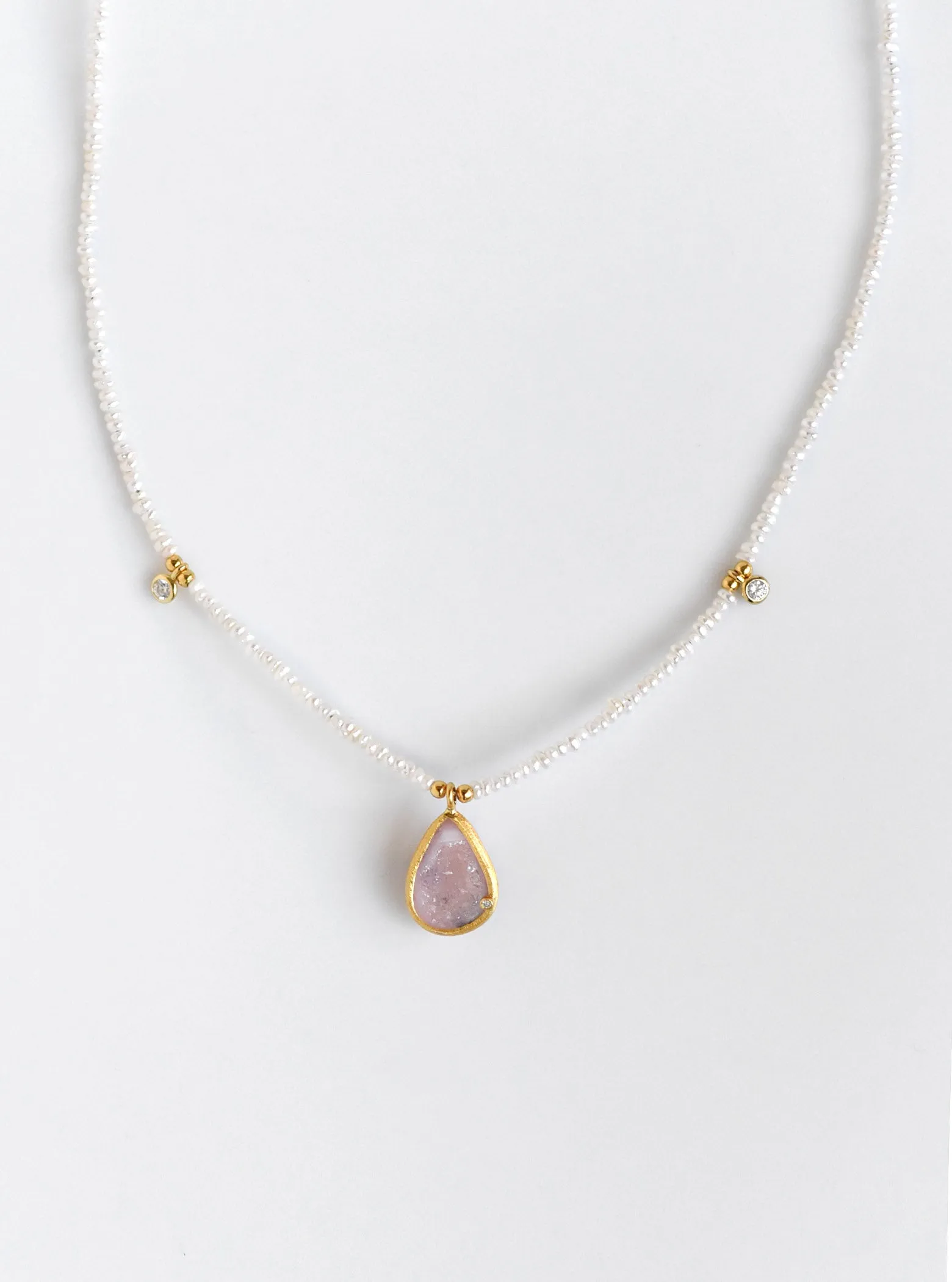 Diamond Geode Beaded Necklace