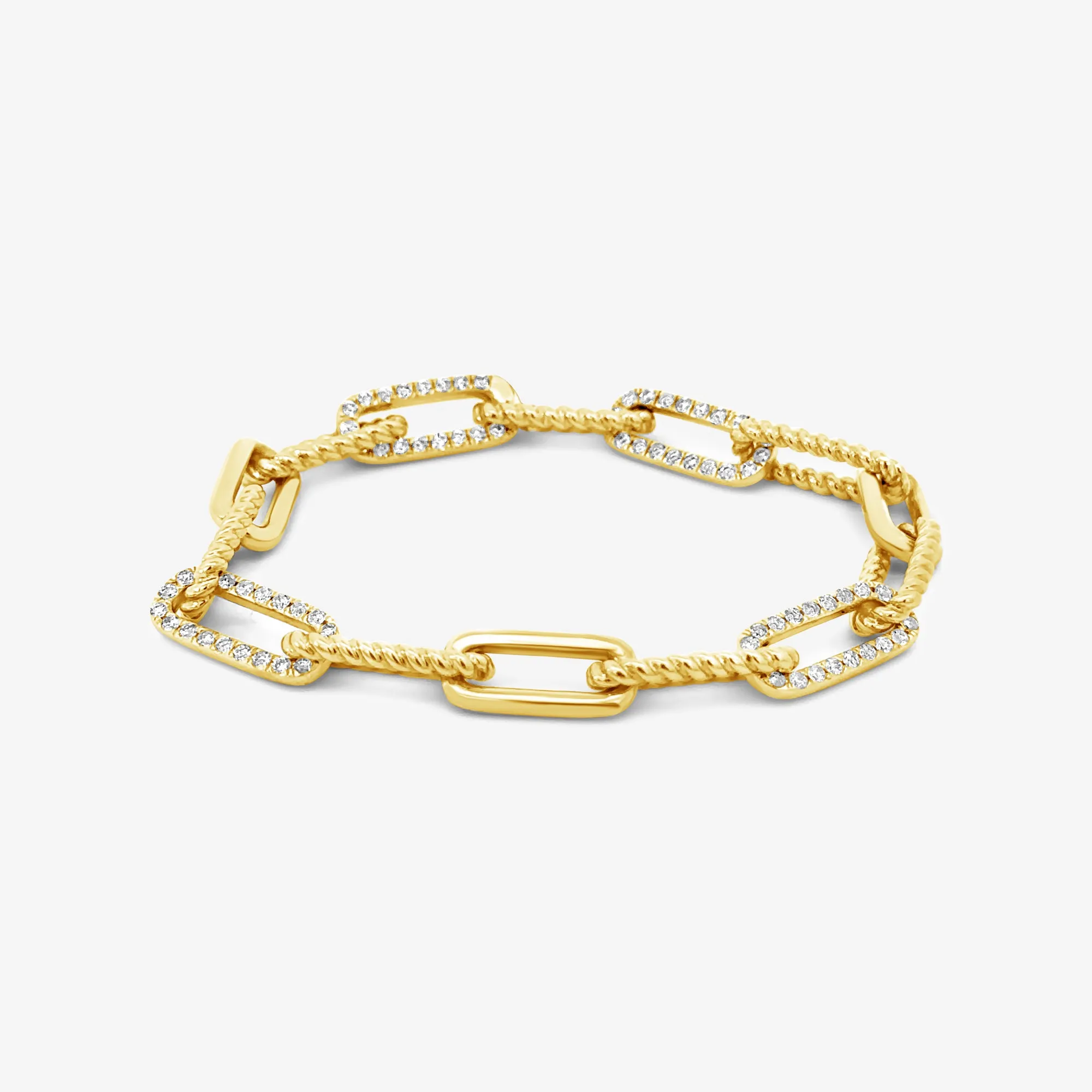 Diamond Paperclip & Cable Links Bracelet