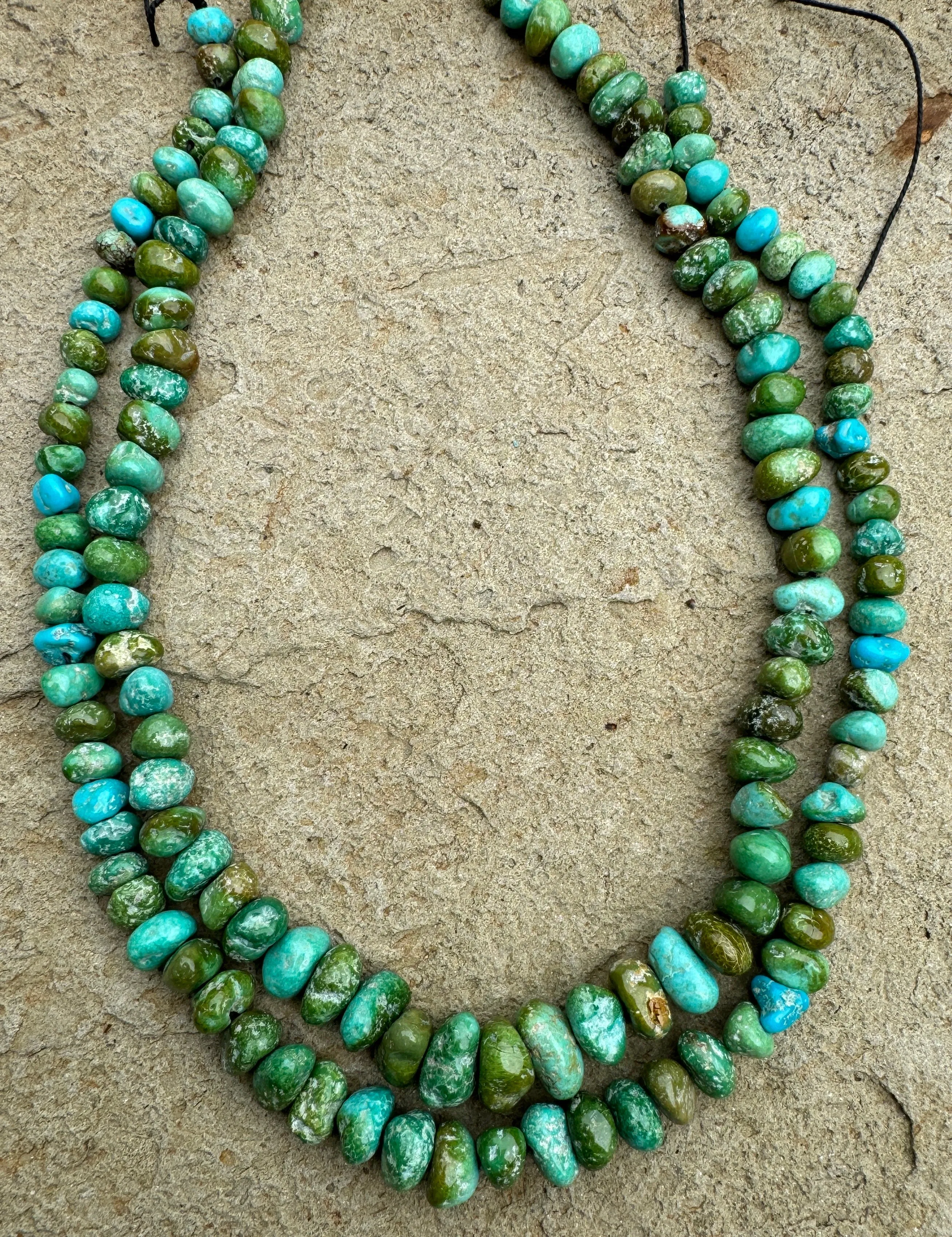 Emerald Valley (NV) Turquoise,6-13mm Graduated Nuggets, 16.5 Inch Strand