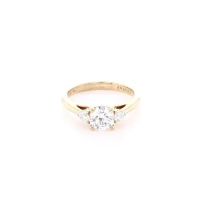 Estate 14k Yellow Gold Three Across Diamond Ring