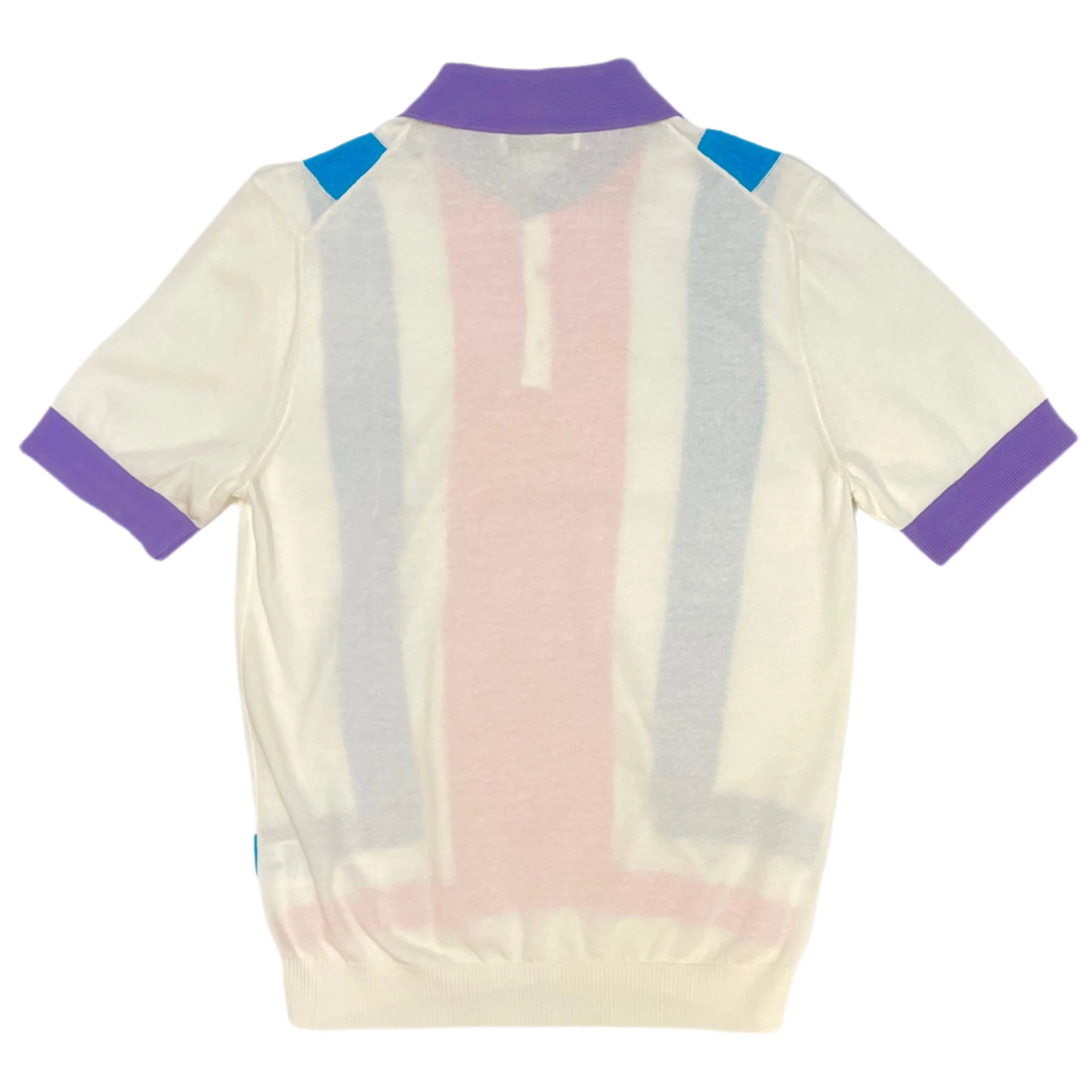 FRESH Fripp Extra Fine Crepe Cotton Knitted Polo in Blue And Pink