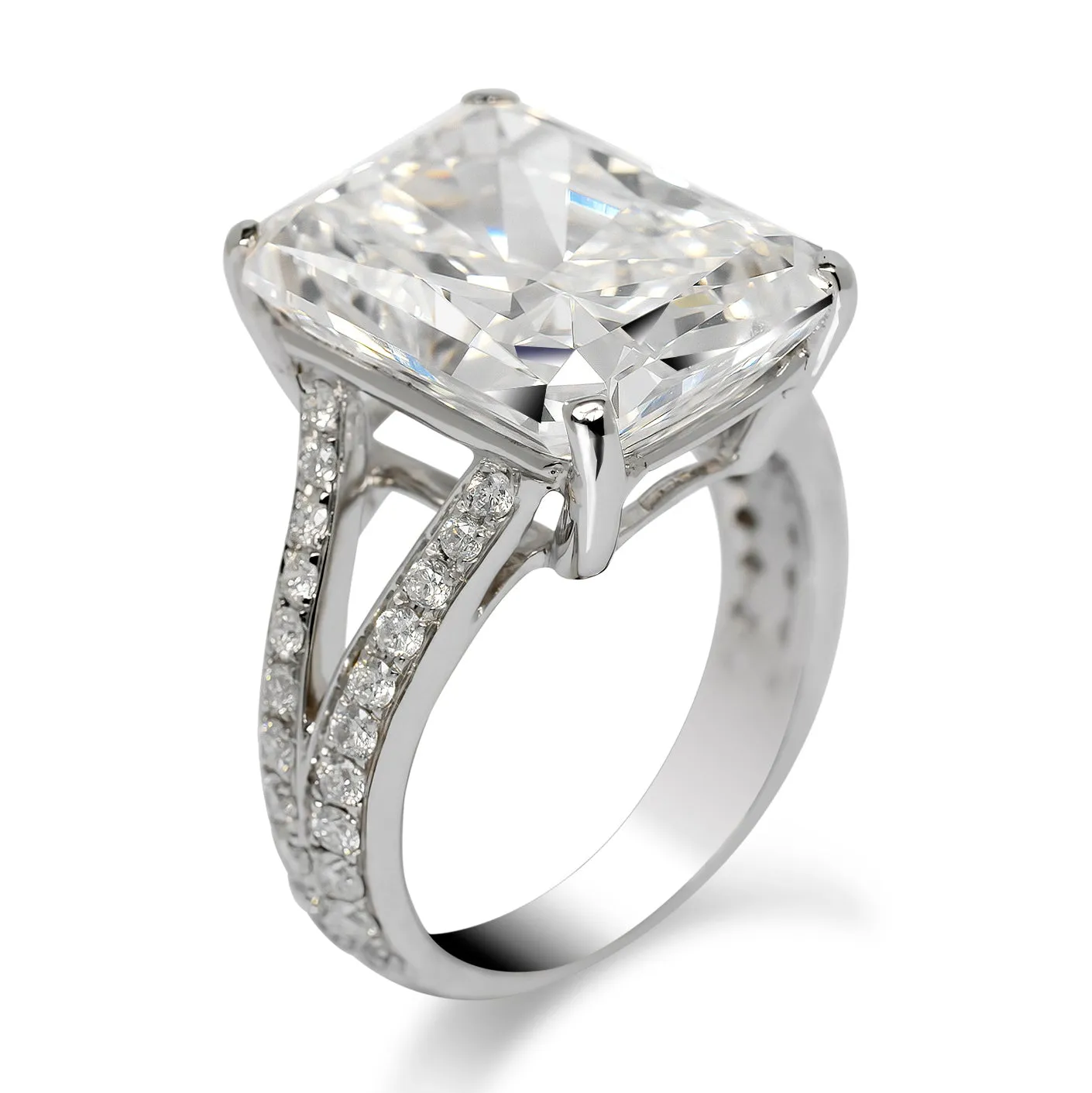 GENESIS 13 CARAT RADIANT CUT F COLOR VS1 CLARITY DIAMOND ENGAGEMENT RING 18KW GIA CERTIFIED 12 CT F VS1 BY MIKE NEKTA