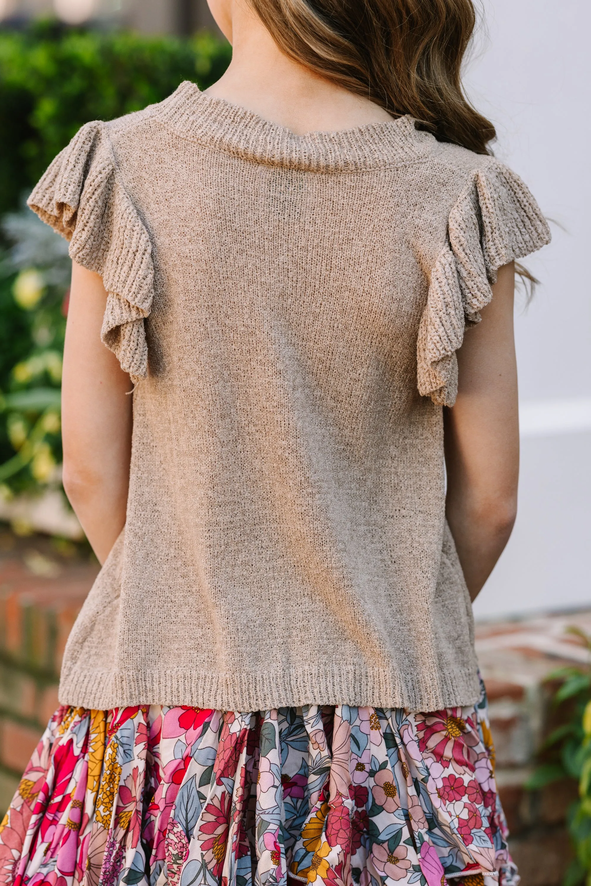 Girls: Certain Joy Taupe Brown Knit Top