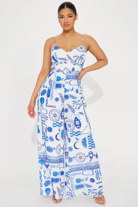 Greek Islands Jumpsuit - Blue/combo