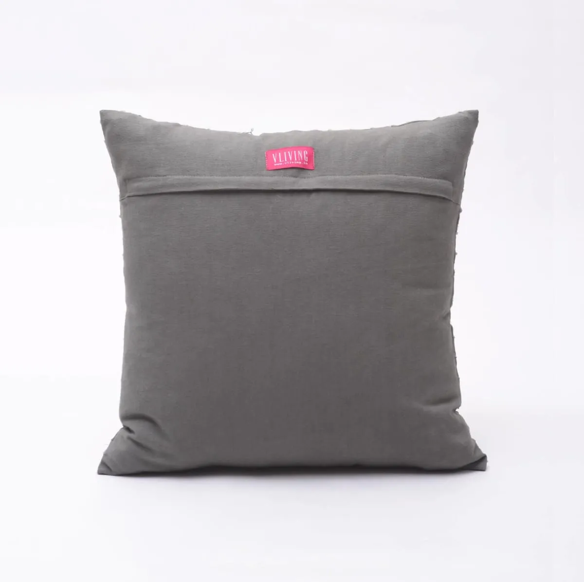 Grey cotton pillow cover, geometric, arabesque, applique, bright pink cushion, 16"X16"