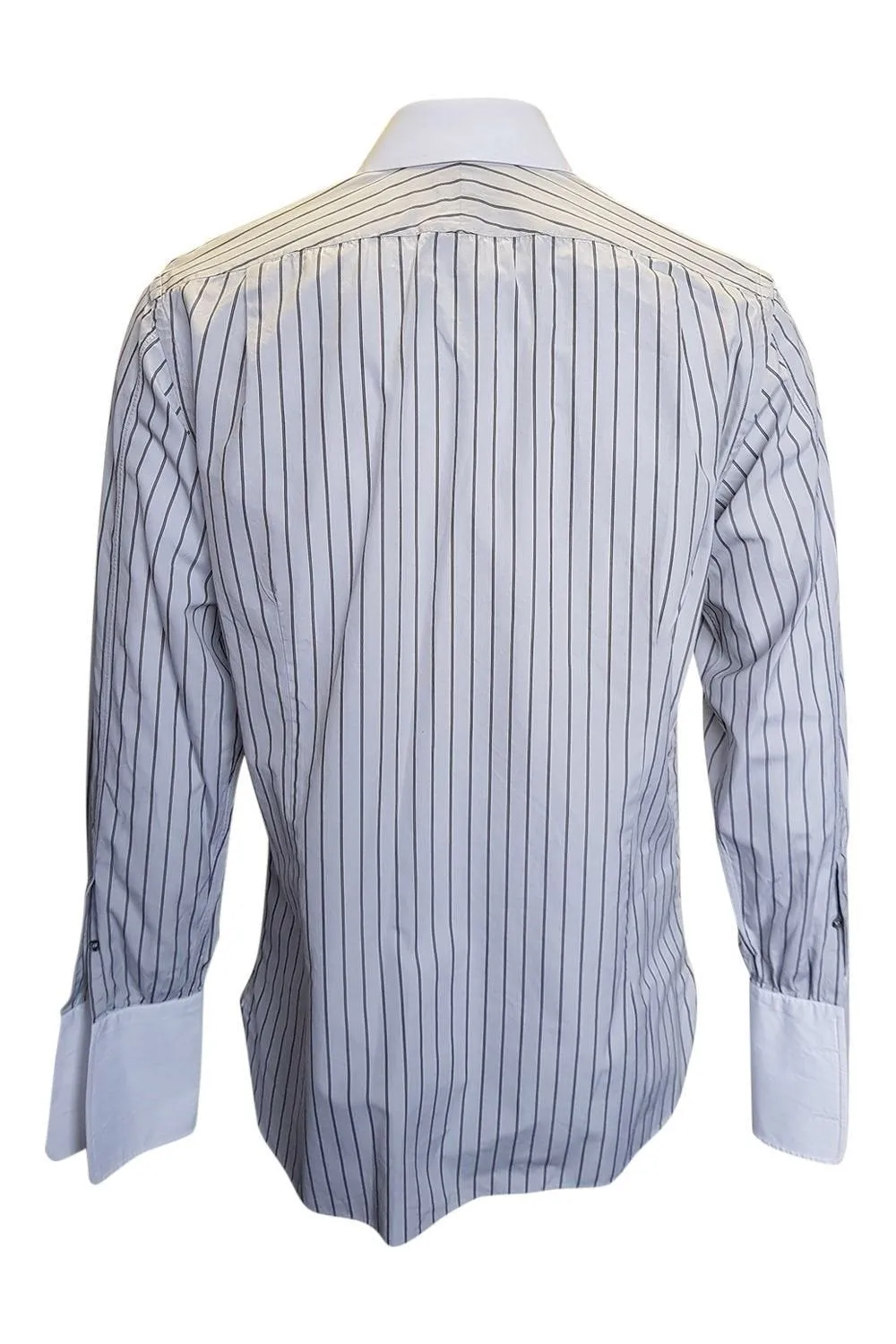 GUCCI Off White 100% Cotton Shirt With Brown Stripes (16)