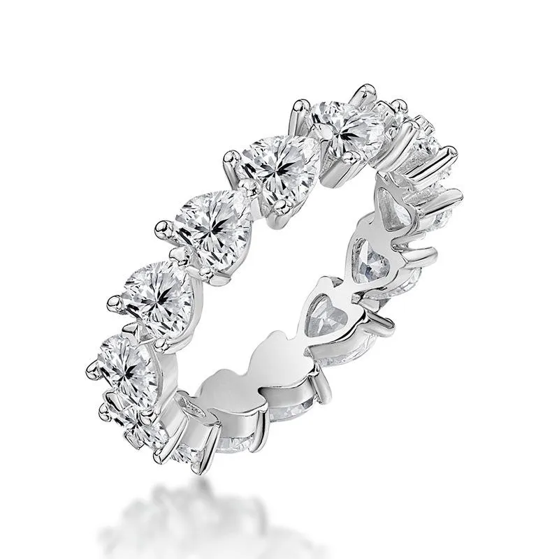 Handmade 925 Sterling Silver Heart Shape Eternity Ring