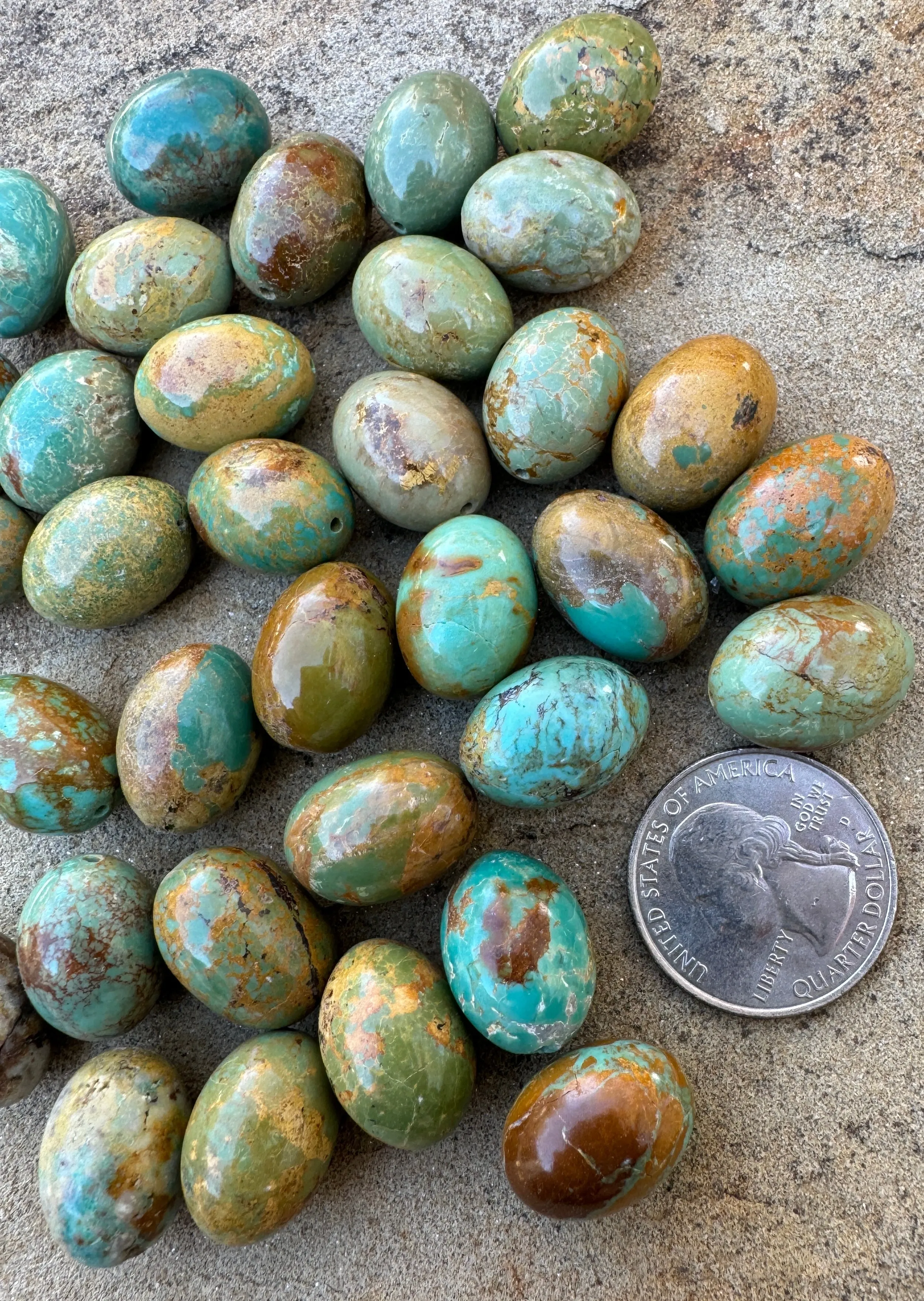 Hubei Turquoise (China) Big Chunky 14x18mm Oval Beads (Package of 3 Beads)