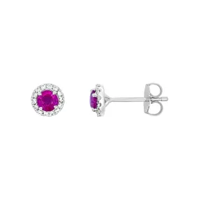 Irisa by Martin Binder Ruby & Diamond Halo Stud Earrings