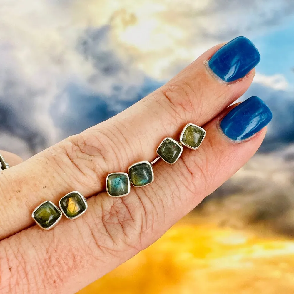 Labradorite Square stud earrings