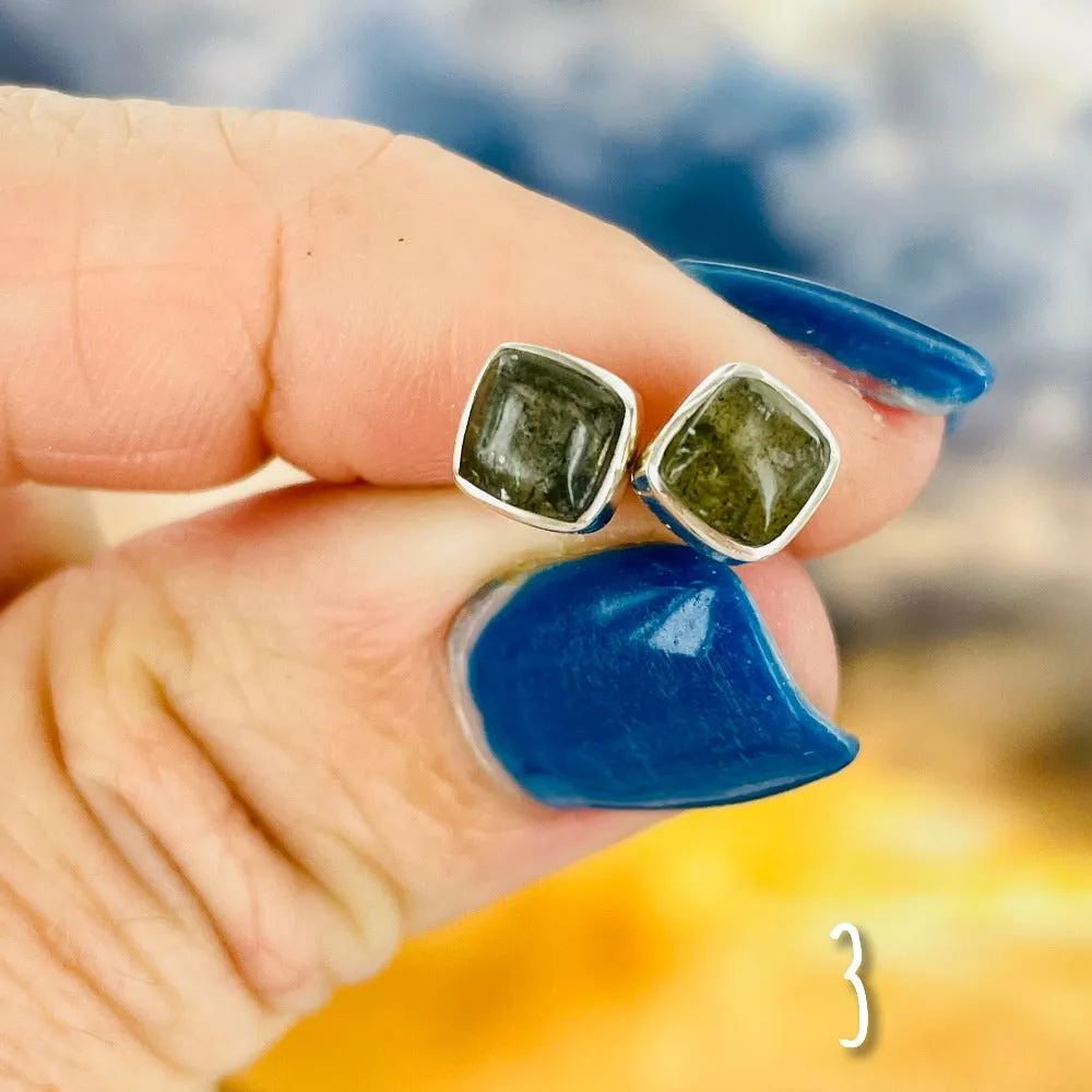 Labradorite Square stud earrings