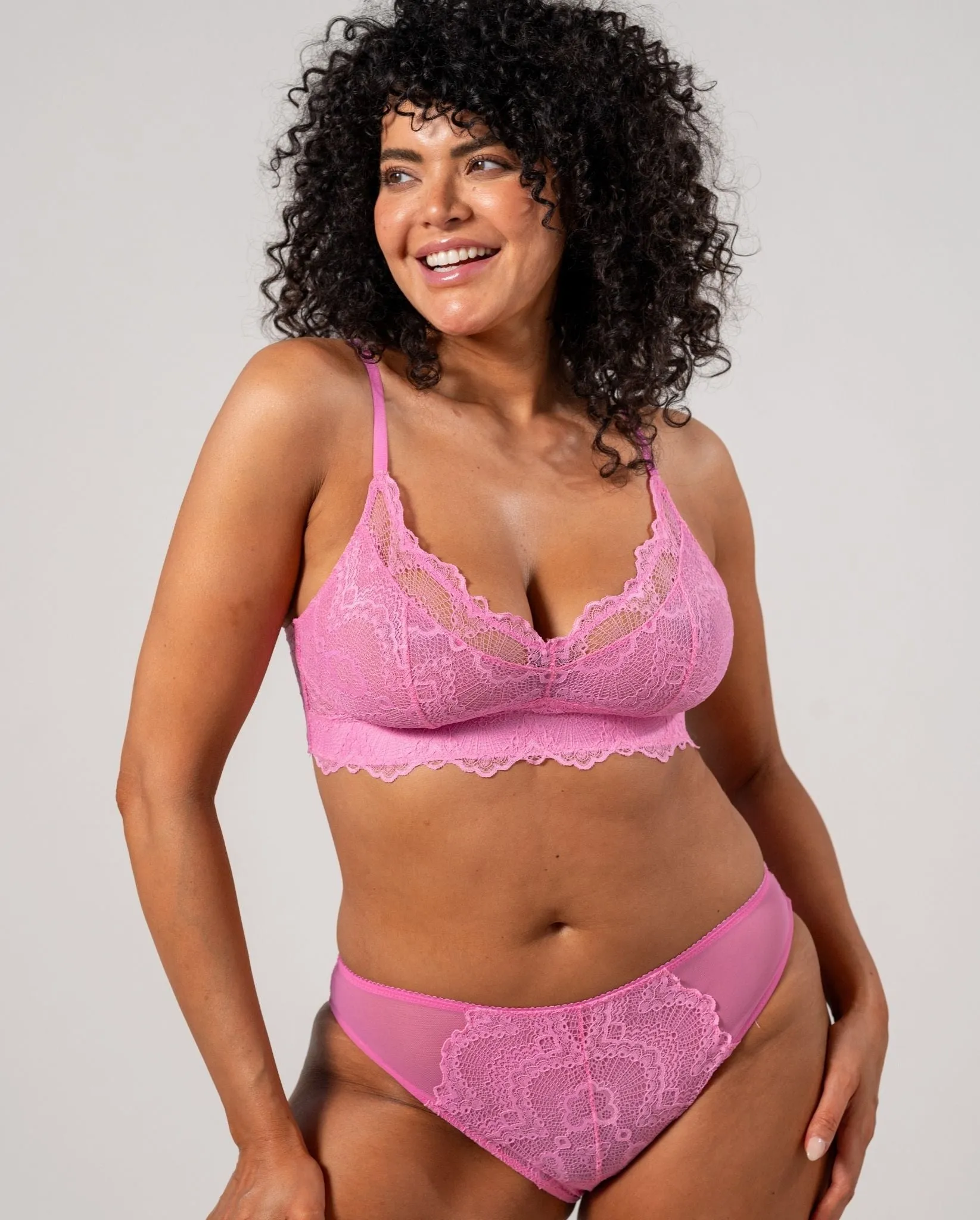 Lace Support  Bralette Candy Pink